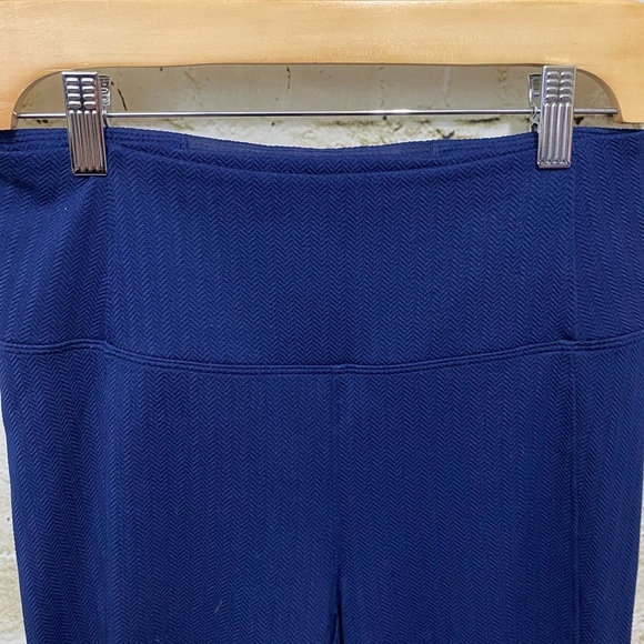 Spring + Mercer Blue Herringbone Stretch Pull On Trouser Leggings - Picture 3 of 4